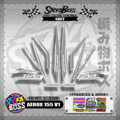 AEROX 155 V1 STOCK DECALS ( FOR WHITE 2017 DESIGNS ) 【WITH FREEBIES】