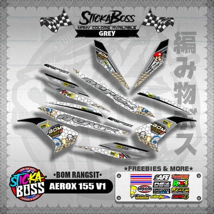 AEROX 155 V1 INDO CONCEPT DECALS ( BOM RANGSIT )【WITH FREEBIES】