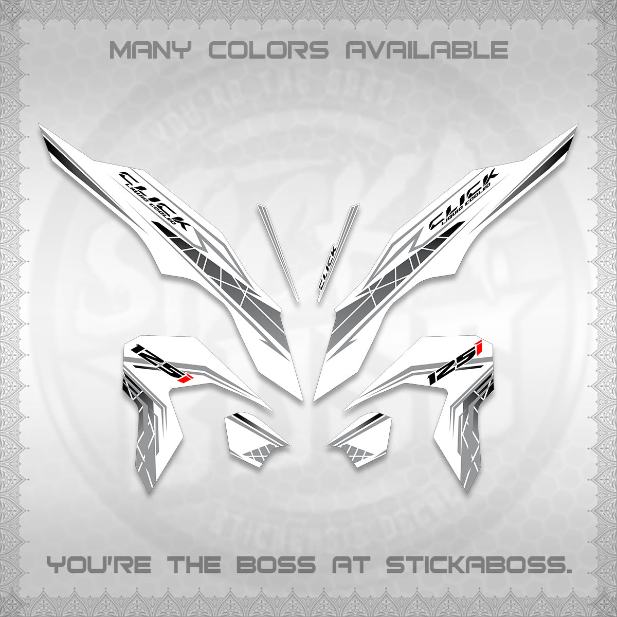 CLICK 125 V3 FOR WHITE DECALS (2023 SIMPLE STRIPE DESIGN) STICKER DECALS By STICKABOSS