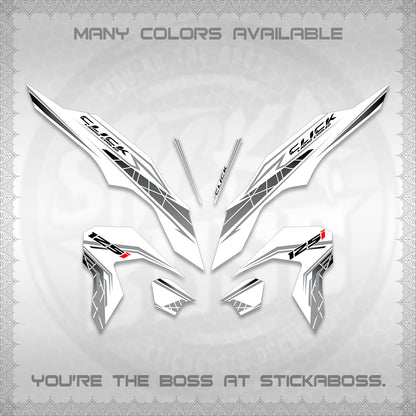 CLICK 125 V3 FOR WHITE DECALS (2023 SIMPLE STRIPE DESIGN) STICKER DECALS By STICKABOSS