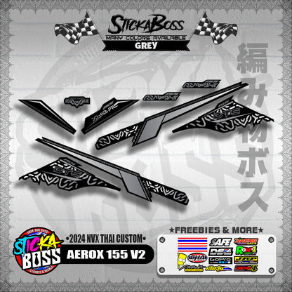 AEROX 155 V2 DECALS ( 2024 NVX THAI CUSTOM )【WITH FREEBIES】