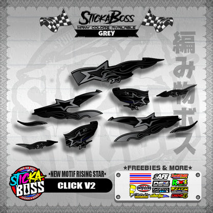 CLICK V2 DECALS ( NEW MOTIF RISING STAR ) [ PREMIUM GLOSSY LAMINATED ]【WITH FREEBIES】