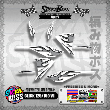 CLICK 125 / 150 V1 DECALS ( FOR WHITE FLAME DESIGN )【WITH FREEBIES】