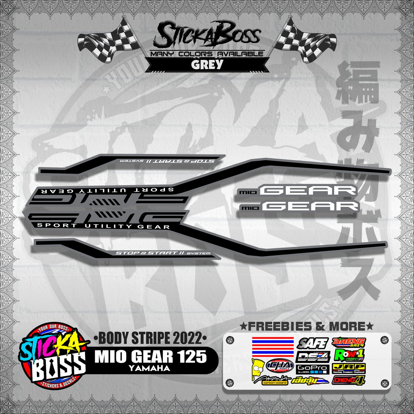 MIO GEAR 125 DECALS ( BODY STRIPE 2022 )【WITH FREEBIES】