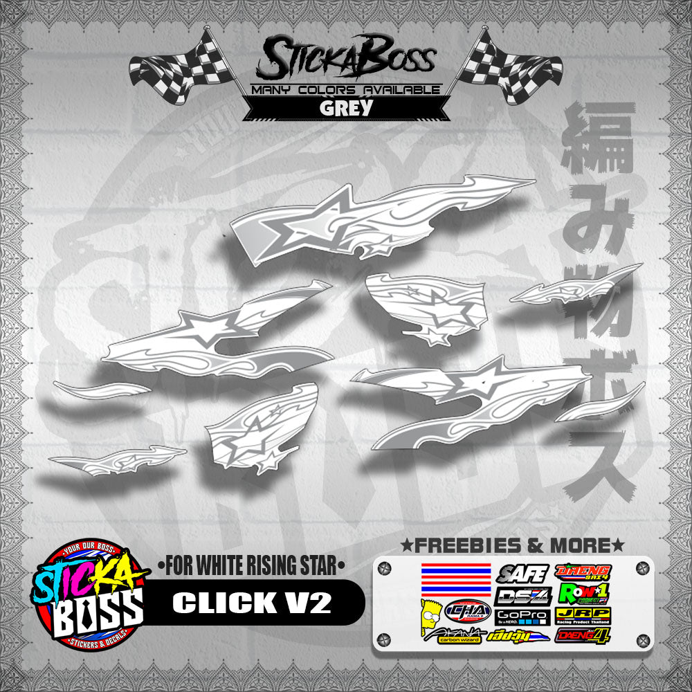 CLICK V2 DECALS ( FOR WHITE RISING STAR ) [ PREMIUM GLOSSY LAMINATED ]【WITH FREEBIES】