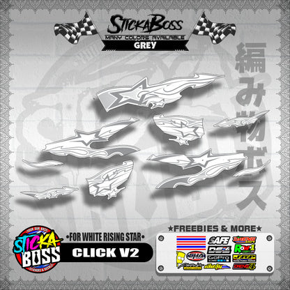 CLICK V2 DECALS ( FOR WHITE RISING STAR ) [ PREMIUM GLOSSY LAMINATED ]【WITH FREEBIES】
