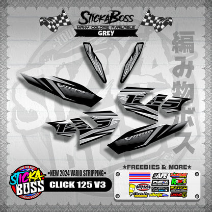 CLICK 125 V3 DECALS ( NEW 2024 VARIO STRIPPING )【WITH FREEBIES】