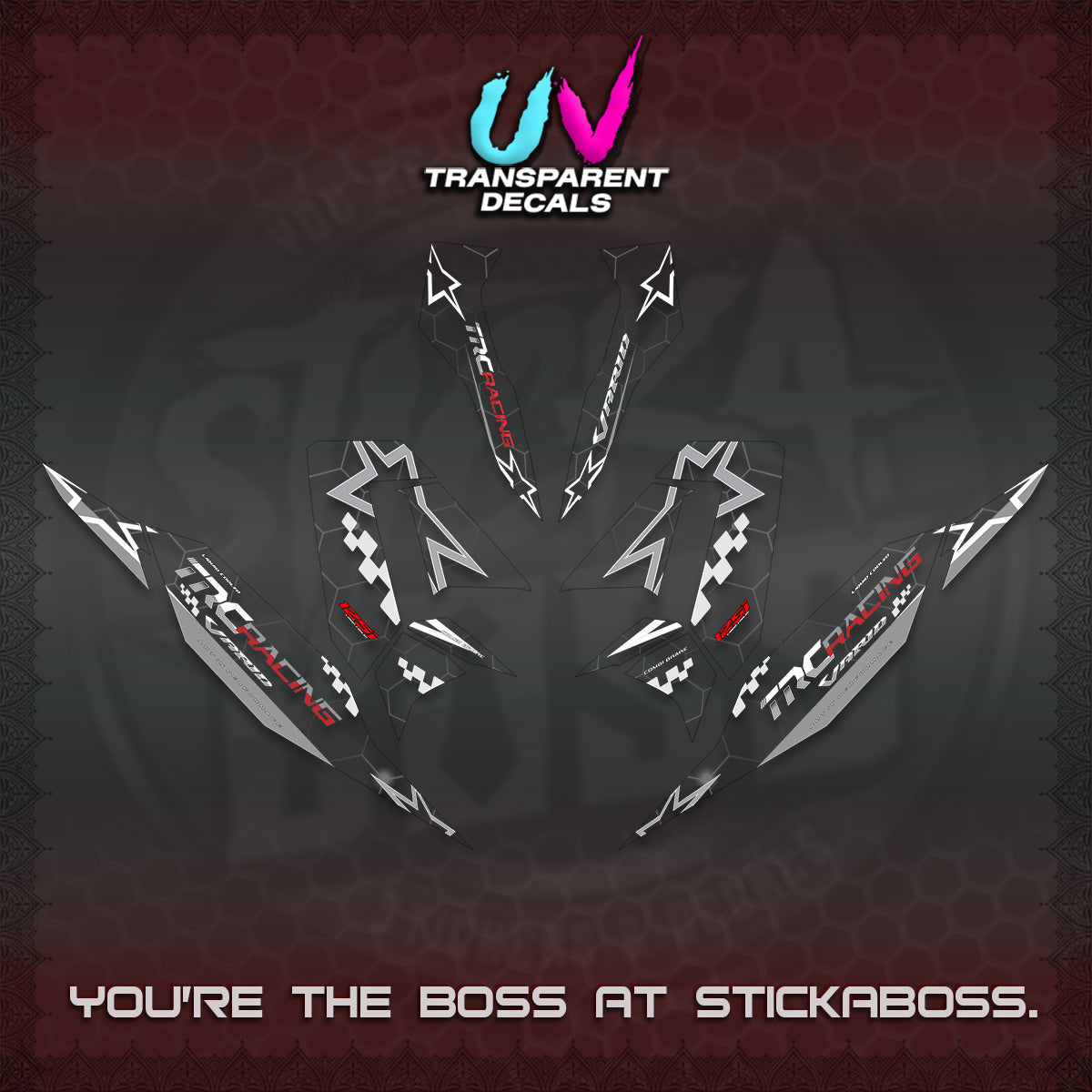 CLICK V4 UV TRANSPARENT DECALS (2026 TRC RACING DESIGN)STICKER KITS By STICKABOSS