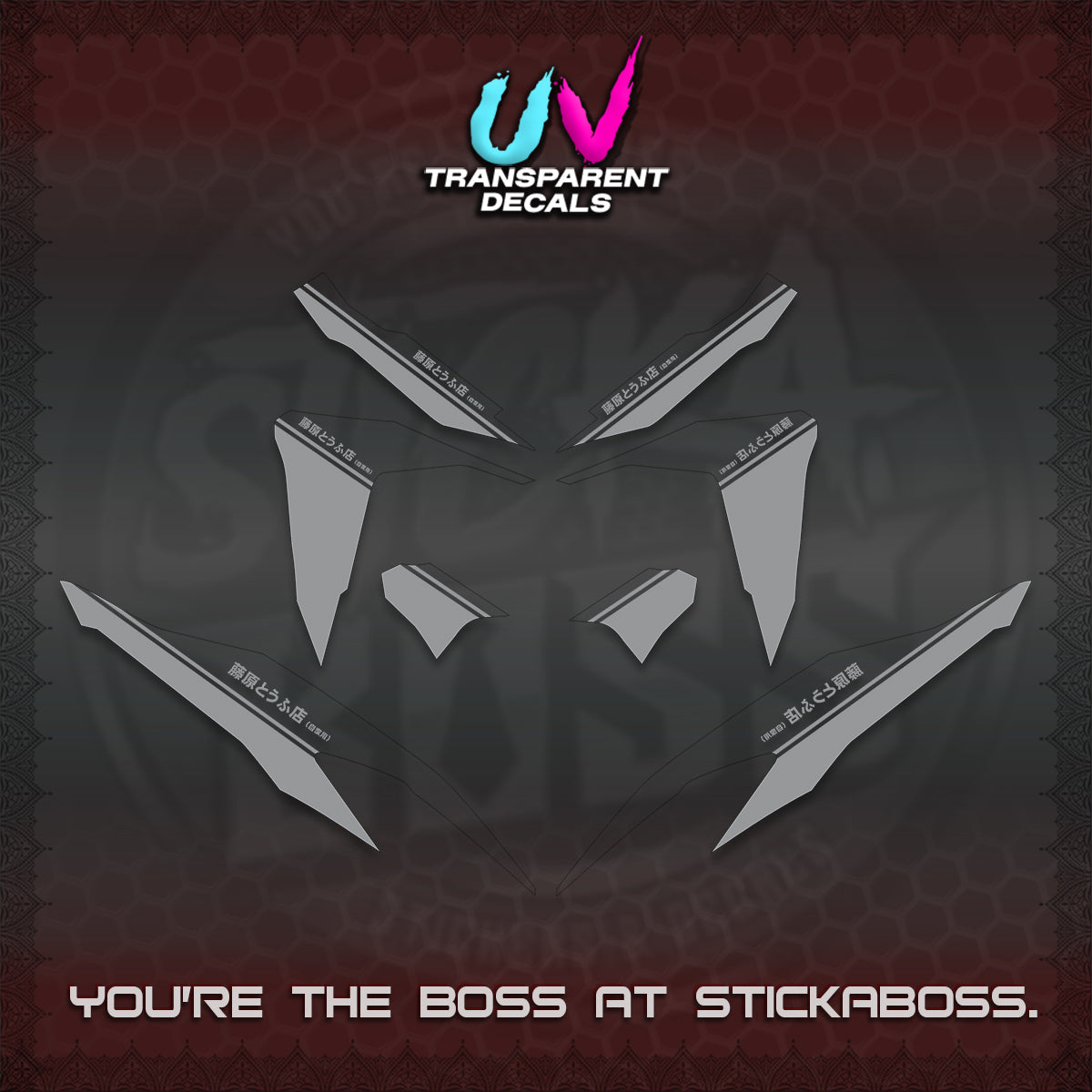 CLICK V2 UV TRANSPARENT DECALS (TRUENO STYLE DESIGN) STICKER KITS BY STICKABOSS