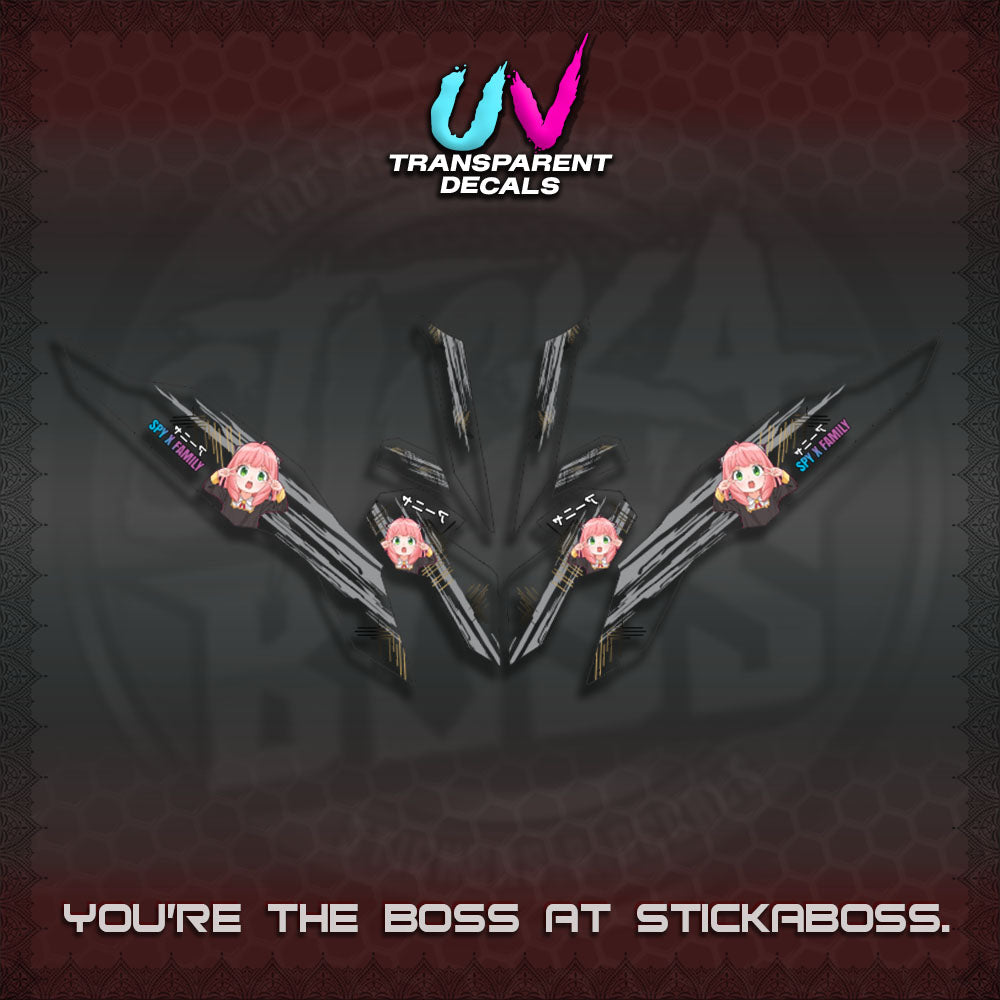 【PREMIUM UV PRINT】TRANSPARENT CLICK V3   DECALS (ANYA MOTIF DESIGN)STICKER DECALS By STICKABOSS