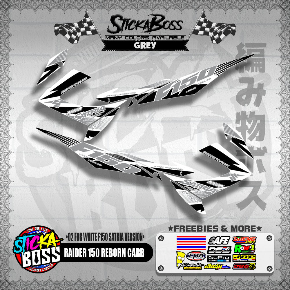 RAIDER 150 REBORN CARB DECALS ( 02 FOR WHITE F150 SATRIA VERSION )【WITH FREEBIES】