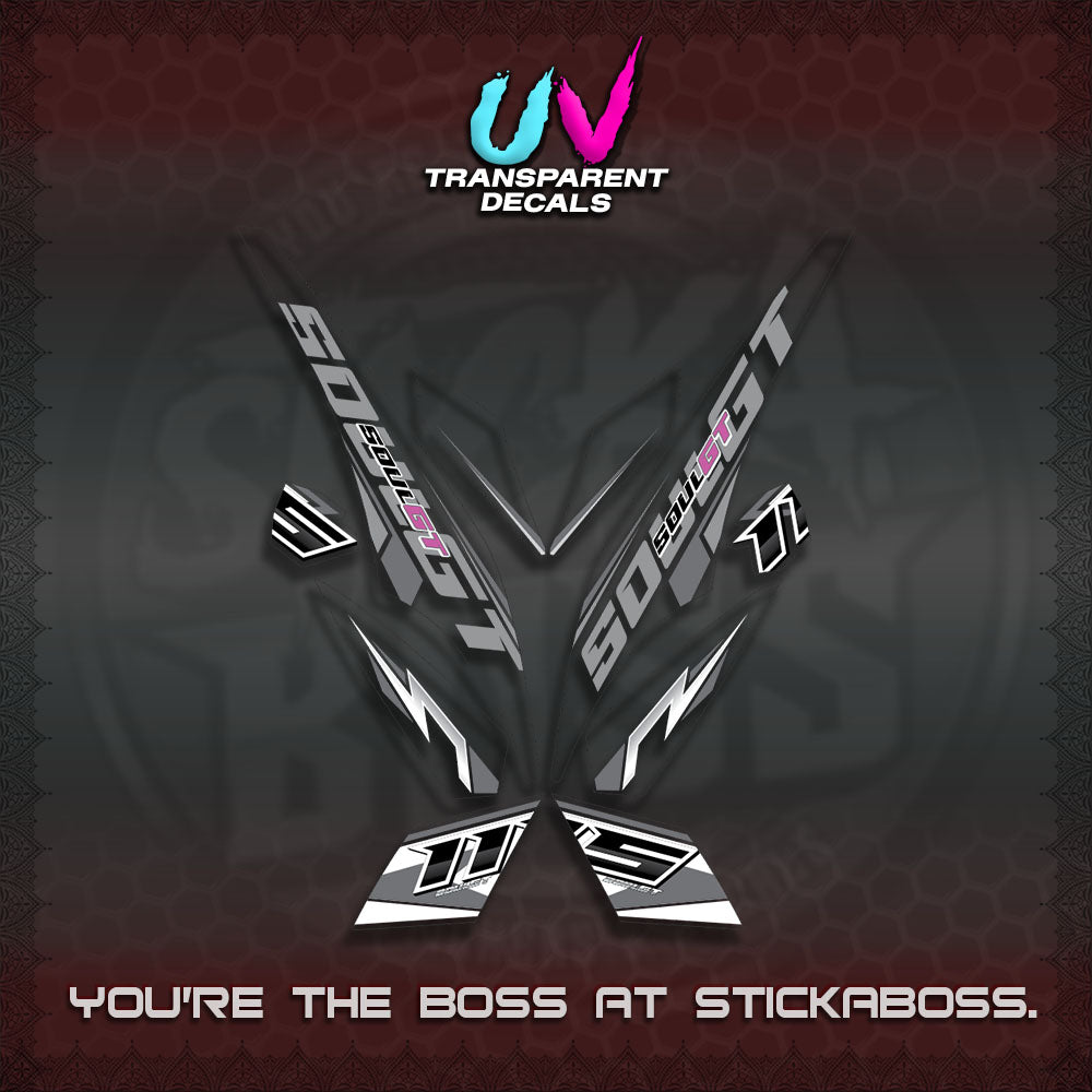 MIO SOUL I 115 GT INDO UV TRANSPARENT DECALS(0005 DESIGN)STICKER DECALS By STICKABOSS