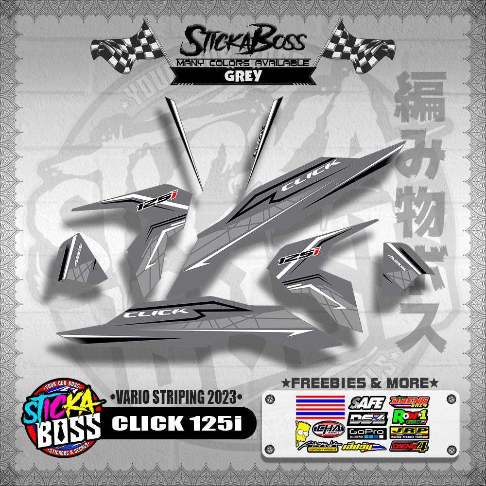 CLICK 125i V3 STOCK DECALS ( VARIO STRIPING 2023 )【WITH FREEBIES】
