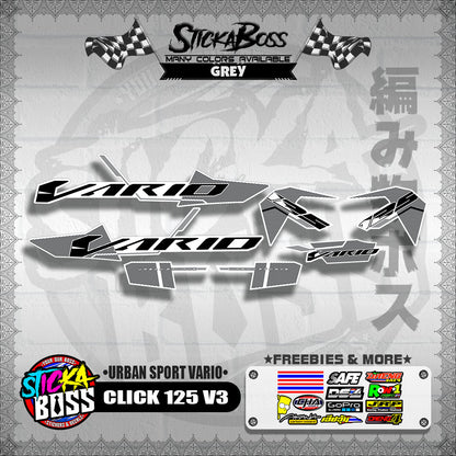 CLICK 125 V3 DECALS ( URBAN SPORT VARIO )【WITH FREEBIES】