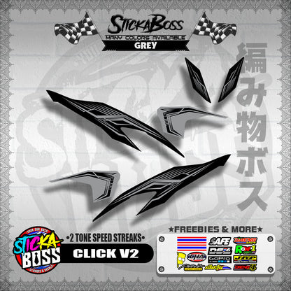 CLICK V2 DECALS ( 2 TONE SPEED STREAKS )【WITH FREEBIES】