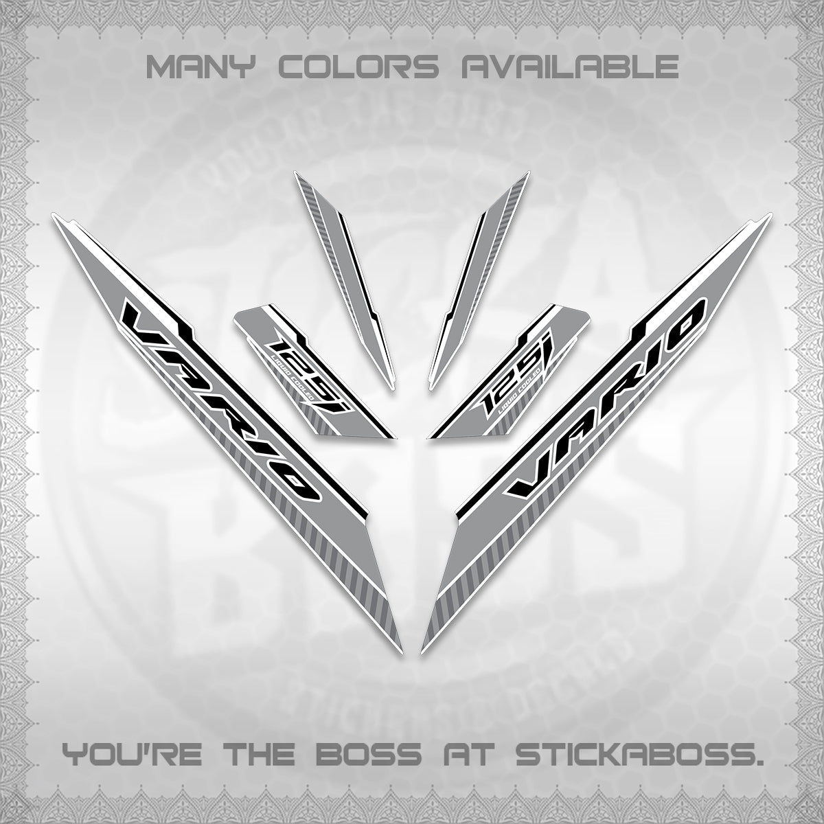 CLICK 125 V3 VARIO FOR WHITE DECALS (2024 SV 12-A1 STYLE) STICKER DECALS By STICKABOSS