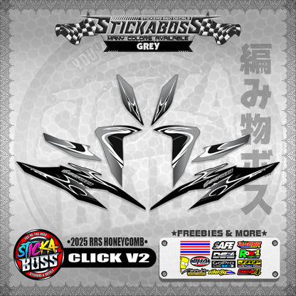 CLICK V2 INDO STICKER DECALS ( 2025 RRS HONEYCOMB )【WITH FREEBIES】