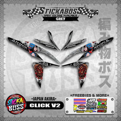 CLICK V2 STICKER DECALS ( JAPAN AKIRA )【WITH FREEBIES】