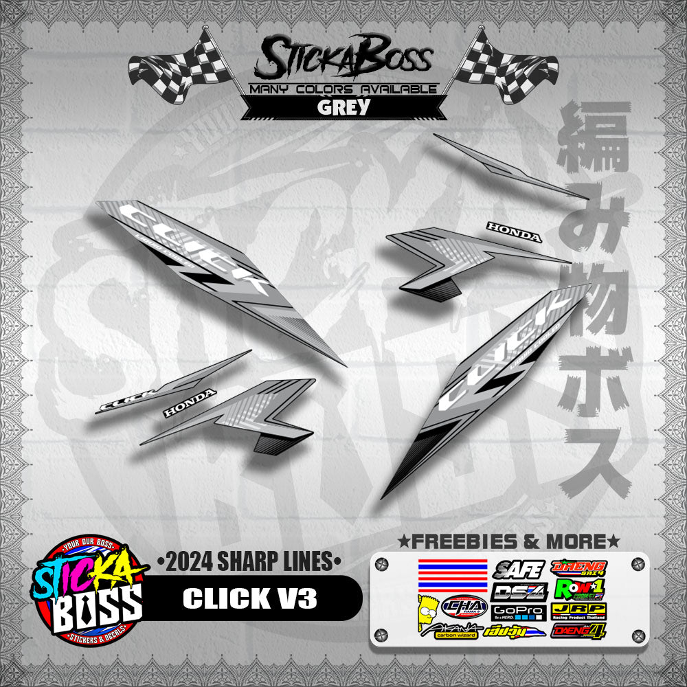 CLICK V3 DECALS ( 2024 SHARP LINES )【WITH FREEBIES】