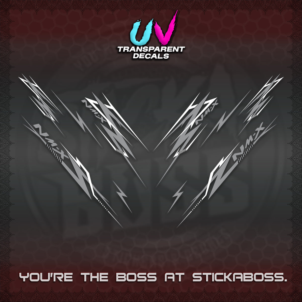 NMAX V2 UV TRANSPARENT DECALS (2024 NM A8 STYLE) STICKER DECALS By STICKABOSS