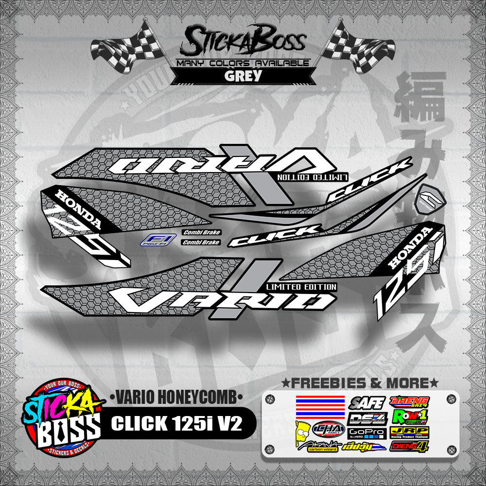 CLICK 125i V2 DECALS ( VARIO HONEYCOMB )【WITH FREEBIES】