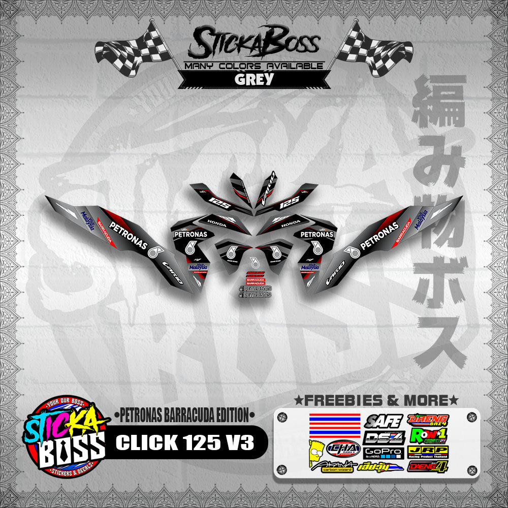 CLICK 125 V3 DECALS ( PETRONAS BARRACUDA EDITION )【WITH FREEBIES】