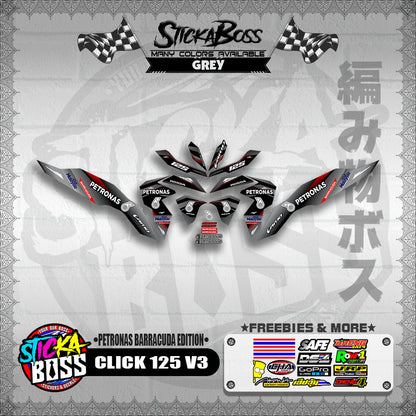 CLICK 125 V3 DECALS ( PETRONAS BARRACUDA EDITION )【WITH FREEBIES】