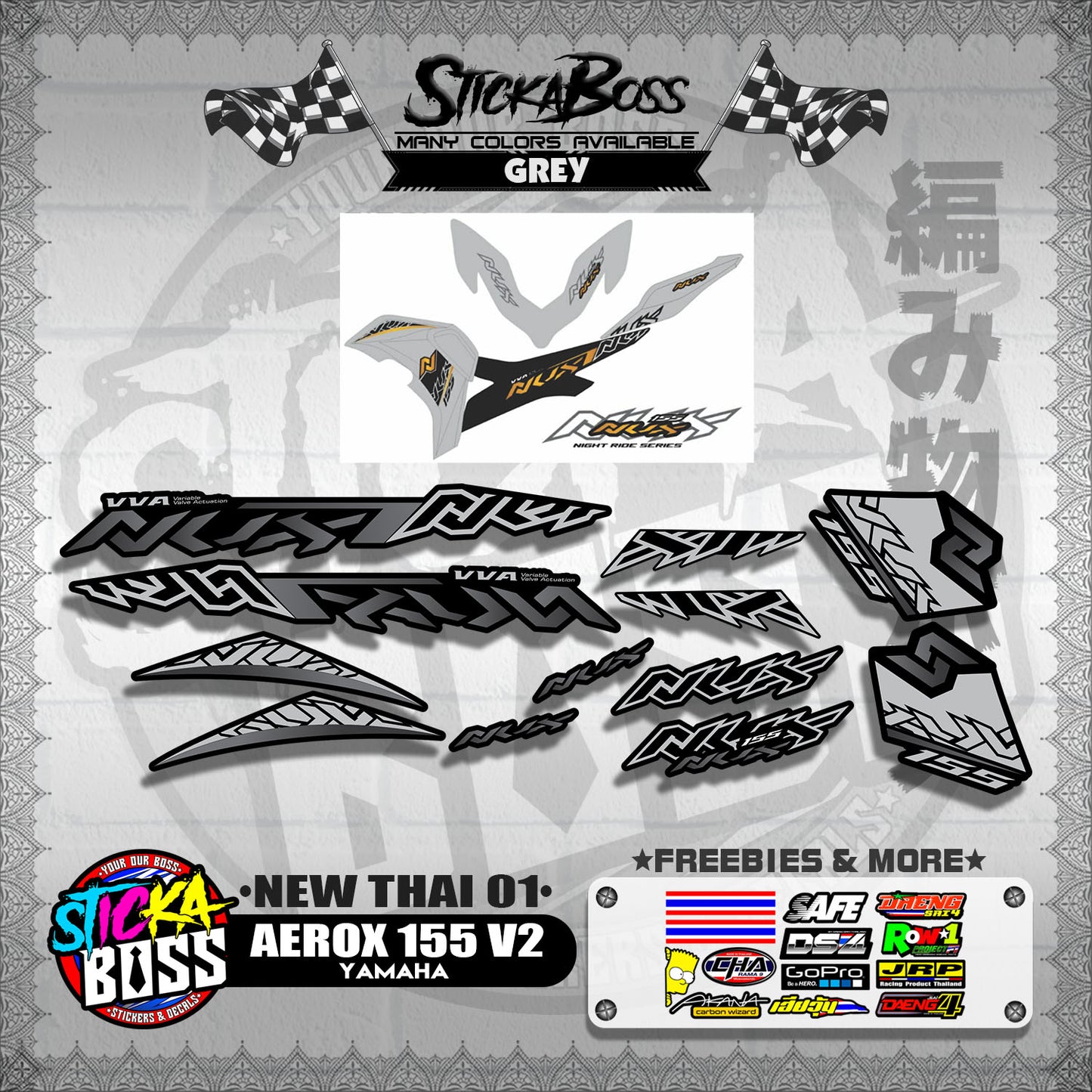 AEROX 155 V2 DECALS ( NEW THAI 01 )【WITH FREEBIES】