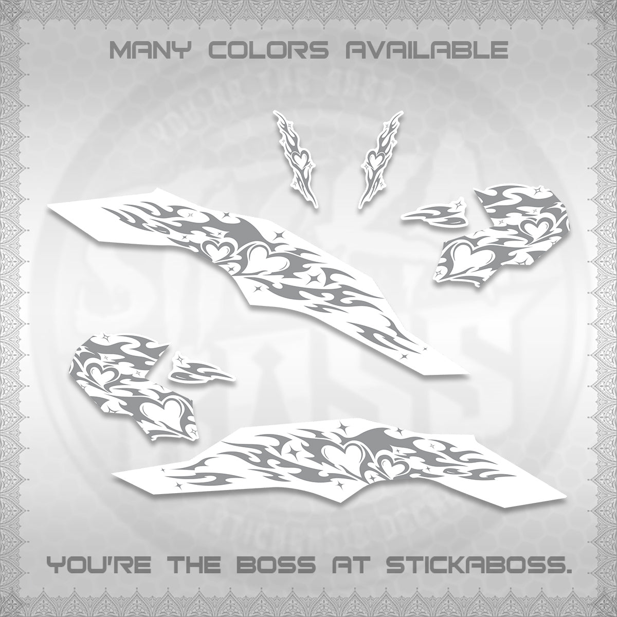 CLICK 125 V3 FOR WHITE DECALS (2026 TRIBAL HEART DESIGN) STICKER KITS BY STICKABOSS