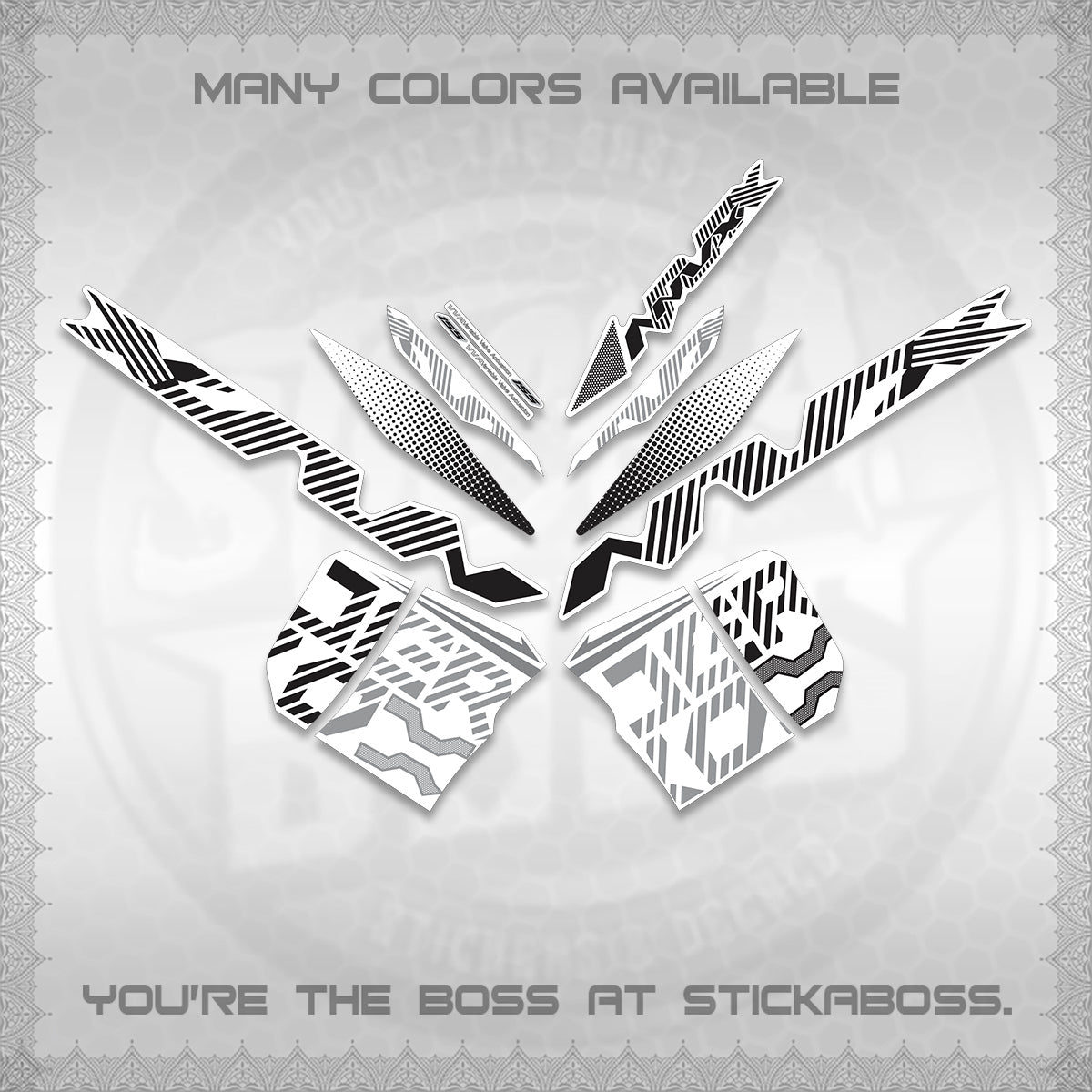 AEROX V2 NVX FOR WHITE DECALS (2024 NEW 001 DESIGN) STICKER DECALS By STICKABOSS