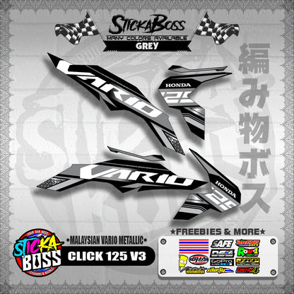 CLICK 125 V3 DECALS ( MALAYSIAN VARIO METALLIC )【WITH FREEBIES】