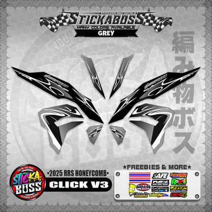 CLICK V3 INDO STICKER DECALS ( 2025 RRS HONEYCOMB )【WITH FREEBIES】
