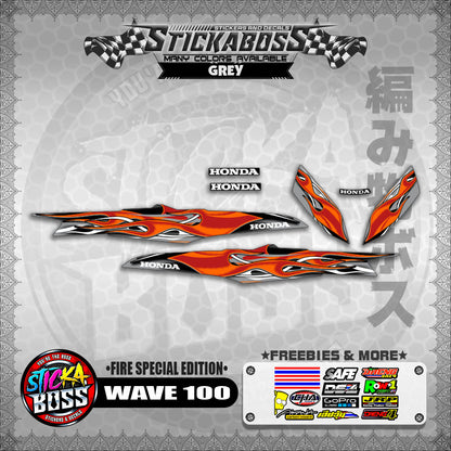 WAVE 100 STICKER DECALS ( FIRE SPECIAL EDITION )【WITH FREEBIES】