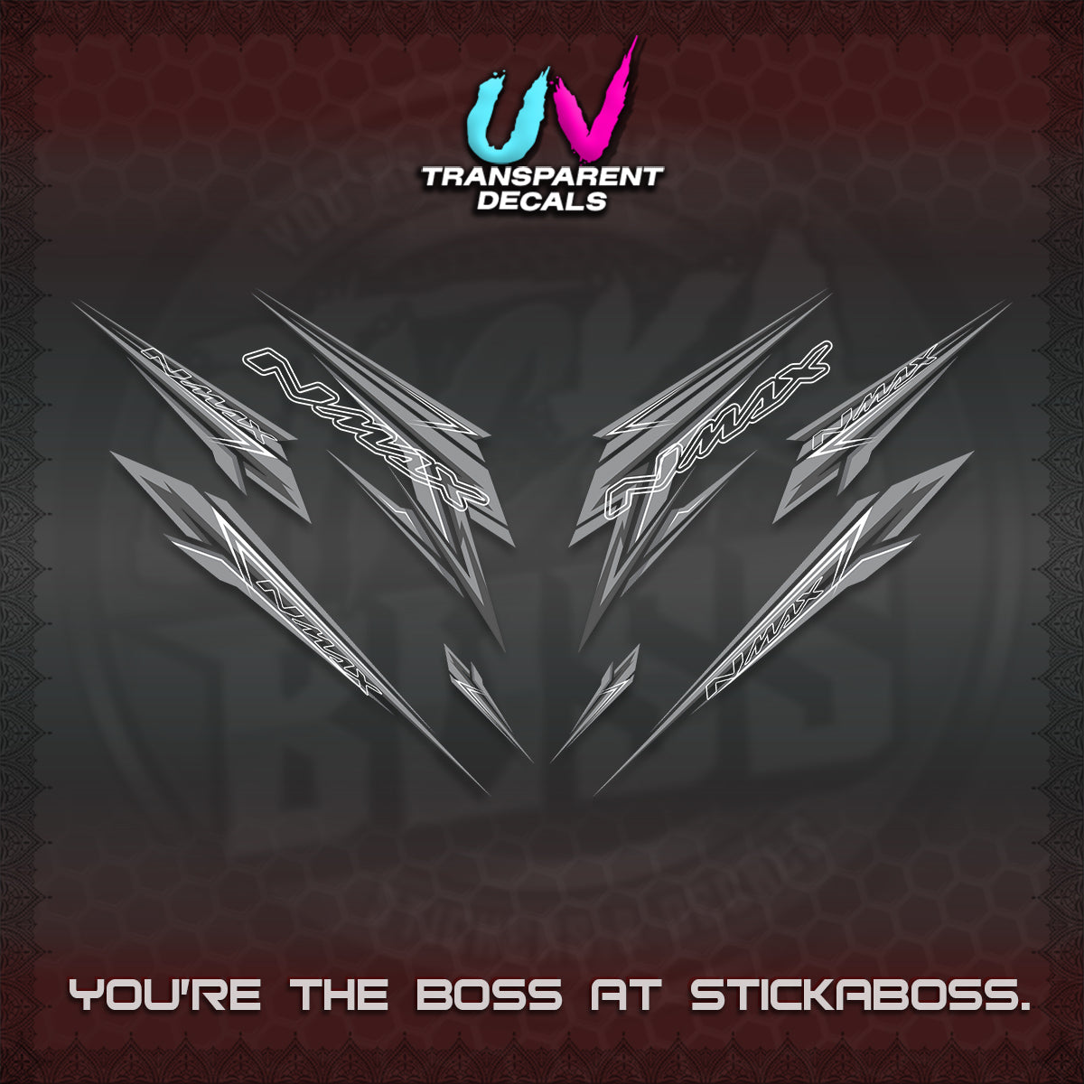 NMAX V2 UV TRANSPARENT DECALS (2024 NM 00-A1 STYLE) STICKER DECALS By STICKABOSS