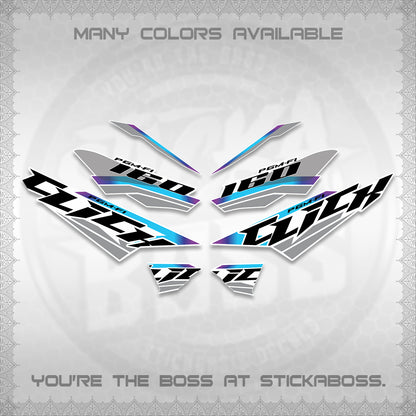 CLICK 160 STRIPING FOR WHITE DECALS (SPORTS RACE STRIPES 01) STICKER KITS BY STICKABOSS