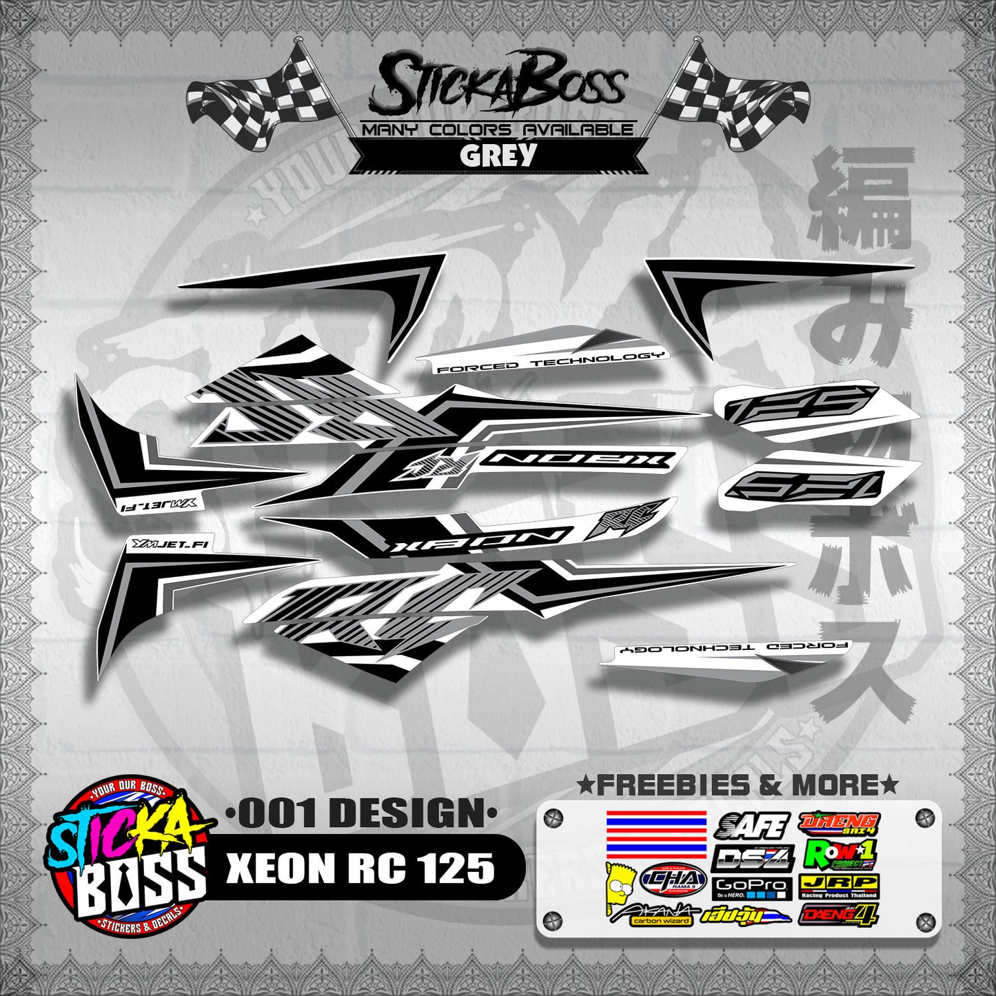 XEON RC 125 STOCK DECALS ( 001 DESIGN )【WITH FREEBIES】