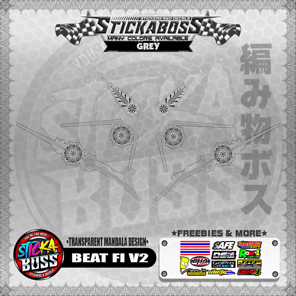 【PREMIUM UV PRINT】TRANSPARENT BEAT FI V2 STICKER DECALS ( MANDALA DESIGN )【WITH FREEBIES】