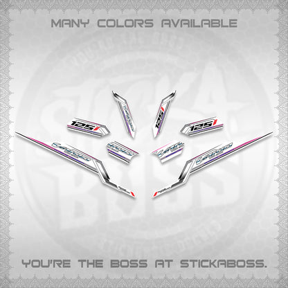 CLICK V3 VARIO STRIPING FOR WHITE DECALS (2026 SPORTS RACE DESIGN) STICKER KITS BY STICKABOSS