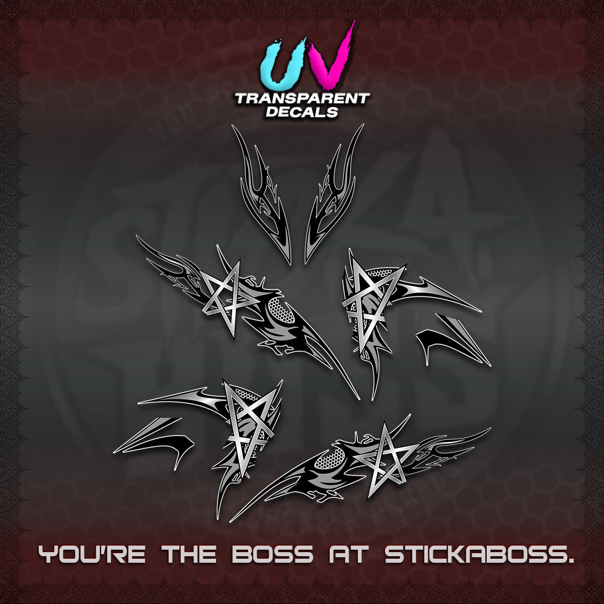 CLICK 125 V3 UV TRANSPARENT DECALS (2026 TRIVALY STAR DESIGN)STICKER DECALS By STICKABOSS