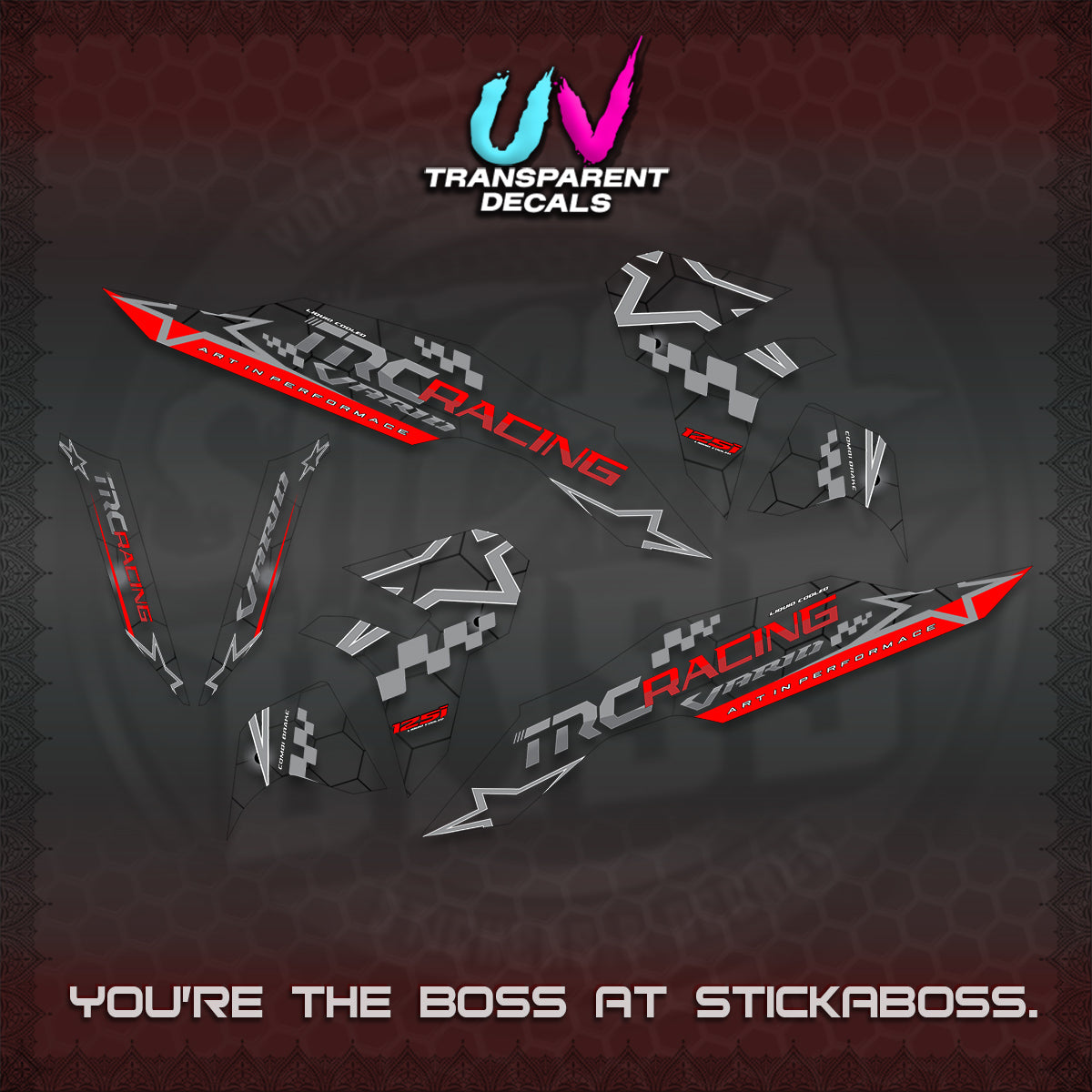 CLICK V3 UV TRANSPARENT DECALS (2026 TRC RACING DESIGN)STICKER DECALS By STICKABOSS