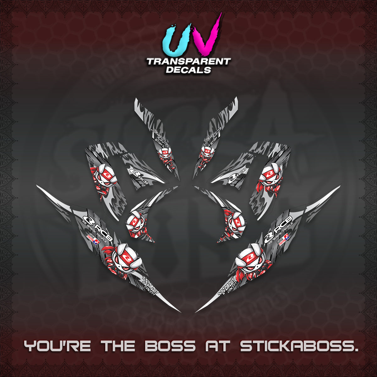 CLICK 125 V4 UV TRANSPARENT DECALS (2026 NEW RCB 2.0 DESIGN) STICKER KITS BY STICKABOSS