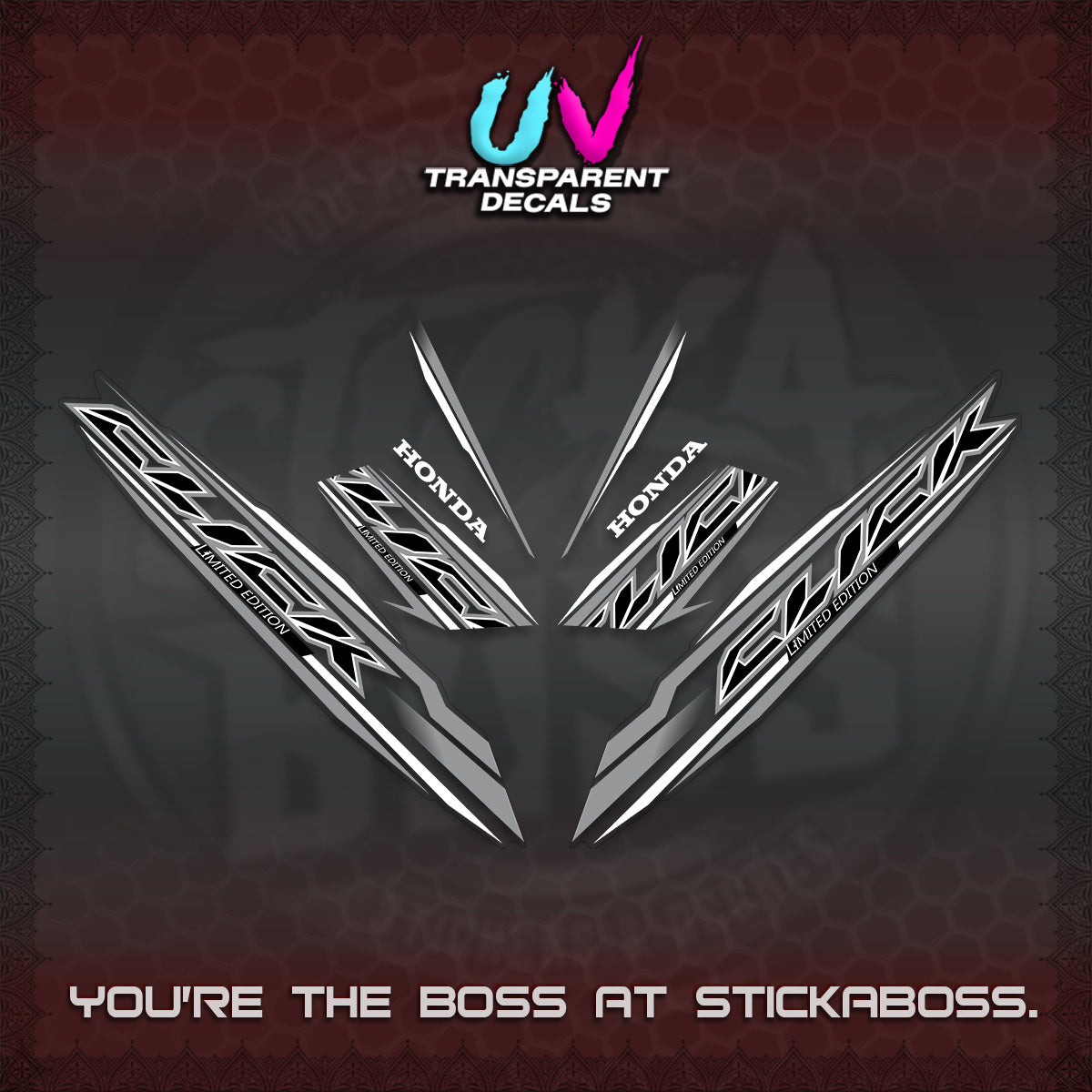CLICK 125 V3 INDO UV TRANSPARENT DECALS (2024 SV 13-A2 STYLE) STICKER KITS By STICKABOSS