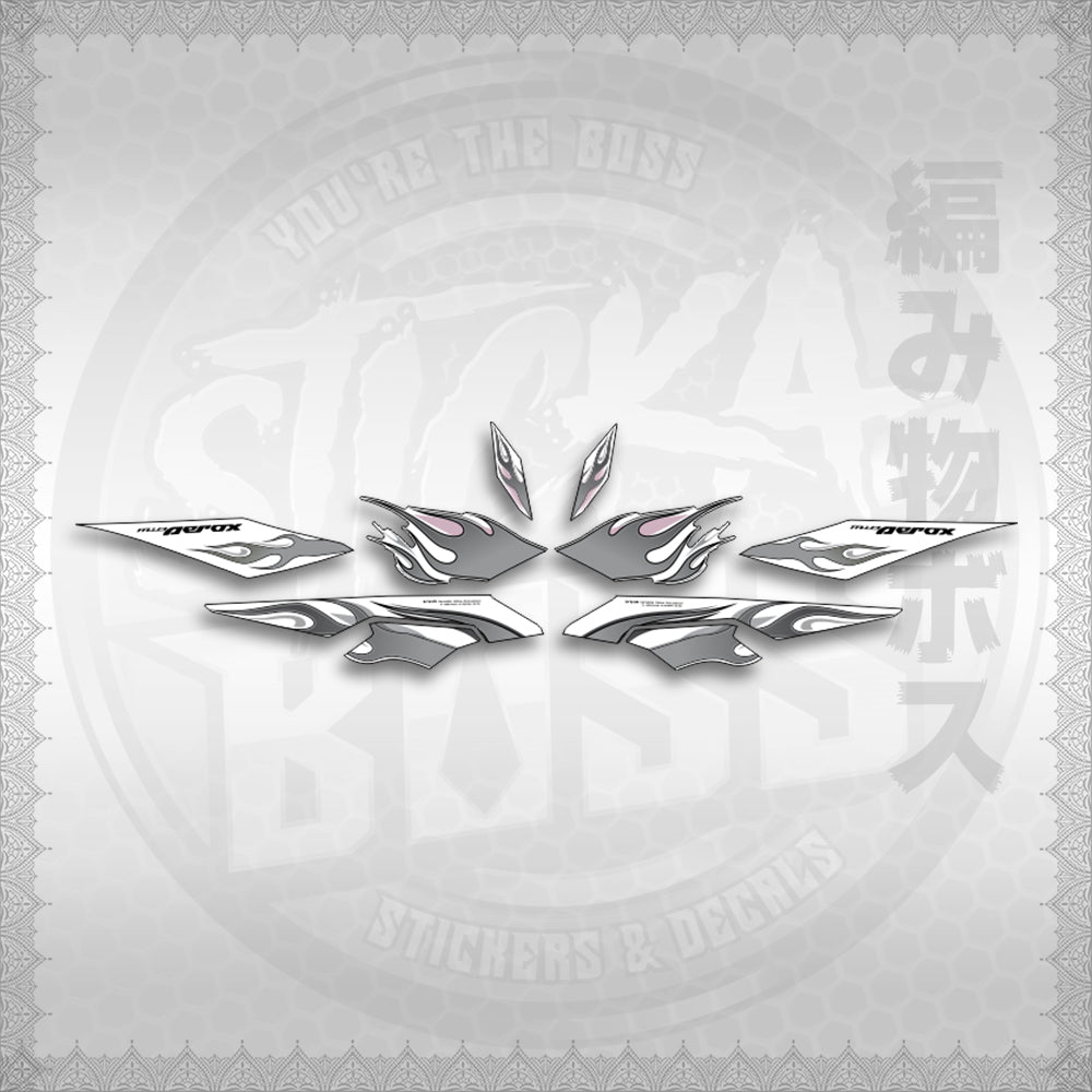 STICKER DECALS for AEROX V3 ALPHA TURBO FOR WHITE (AV3LEFIMO) By STICKABOSS (SOFIE LAMINATED WATERPROOF)