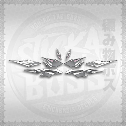 STICKER DECALS for AEROX V3 ALPHA TURBO FOR WHITE (AV3LEFIMO) By STICKABOSS (SOFIE LAMINATED WATERPROOF)