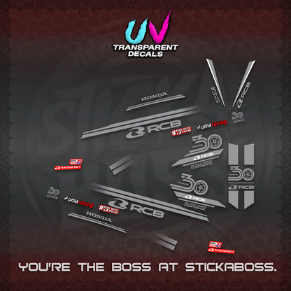 CLICK 125 V3 UV TRANSPARENT DECALS (2026 30TH ANNIVERSARY RACING DESIGN) STICKER DECALS By STICKABOSS