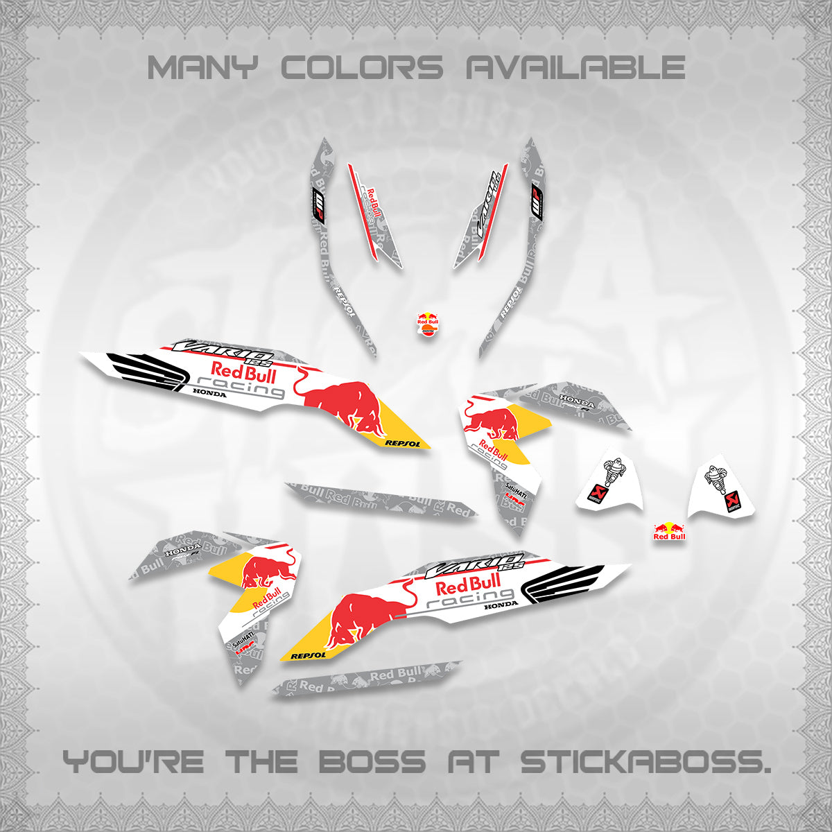 CLICK V3 DECALS (2026 BULLREDS RACE DESIGN) STICKER KITS BY STICKABOSS