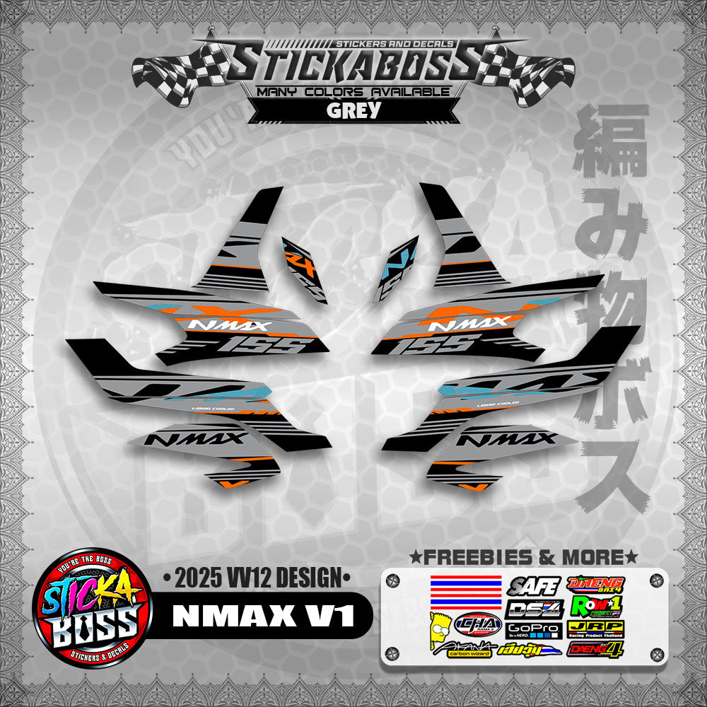 NMAX V1 MALAYSIAN STICKER DECALS ( 2025 VV12 DESIGN )【WITH FREEBIES】