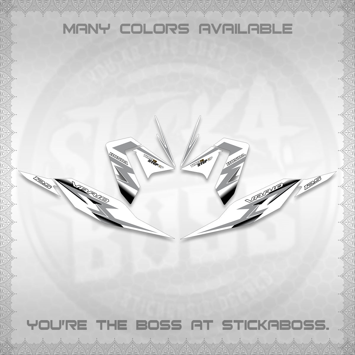 CLICK 125 V4 VARIO FOR WHITE DECALS (2026 VR0006 DESIGN) STICKER KITS BY STICKABOSS
