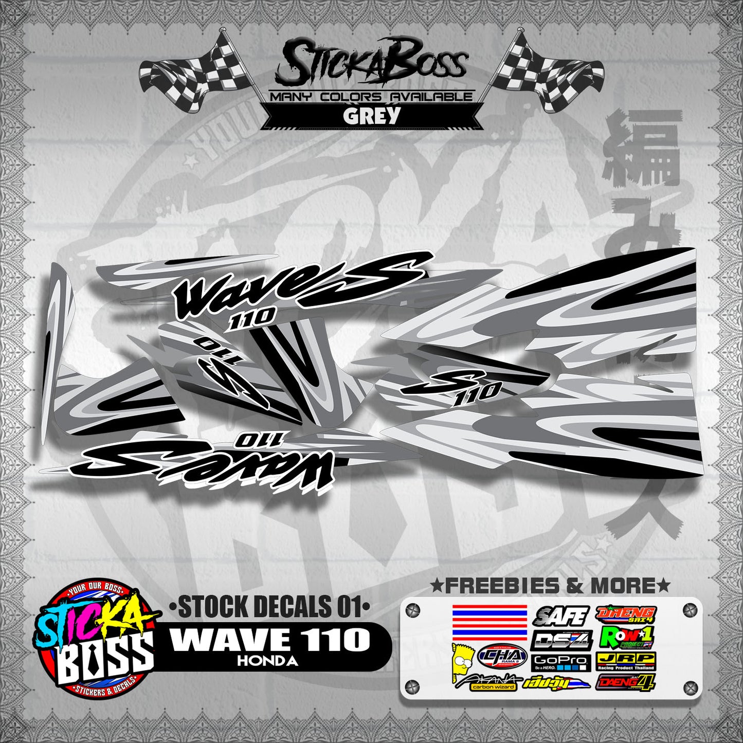 HONDA WAVE 110 ( STOCK DECALS 01 )【WITH FREEBIES】