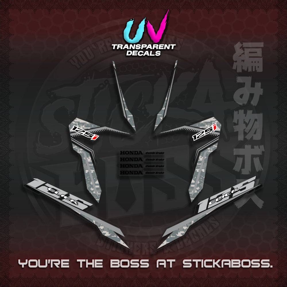【PREMIUM UV PRINT】CLICK 125 V3 VIETNAM CONCEPT ( TRANSPARENT BARCODE STYLE ) STICKER DECALS By STICKABOSS